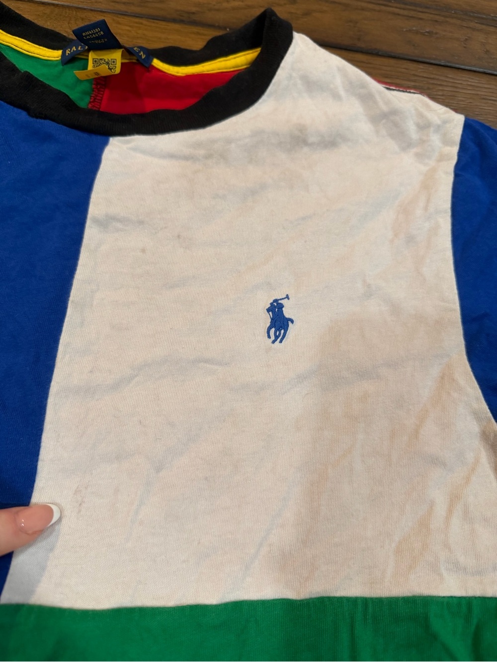 Polo by Ralph Lauren Colorblock Tee in Blue, Red, Green, White & Black - Picture 7 of 13